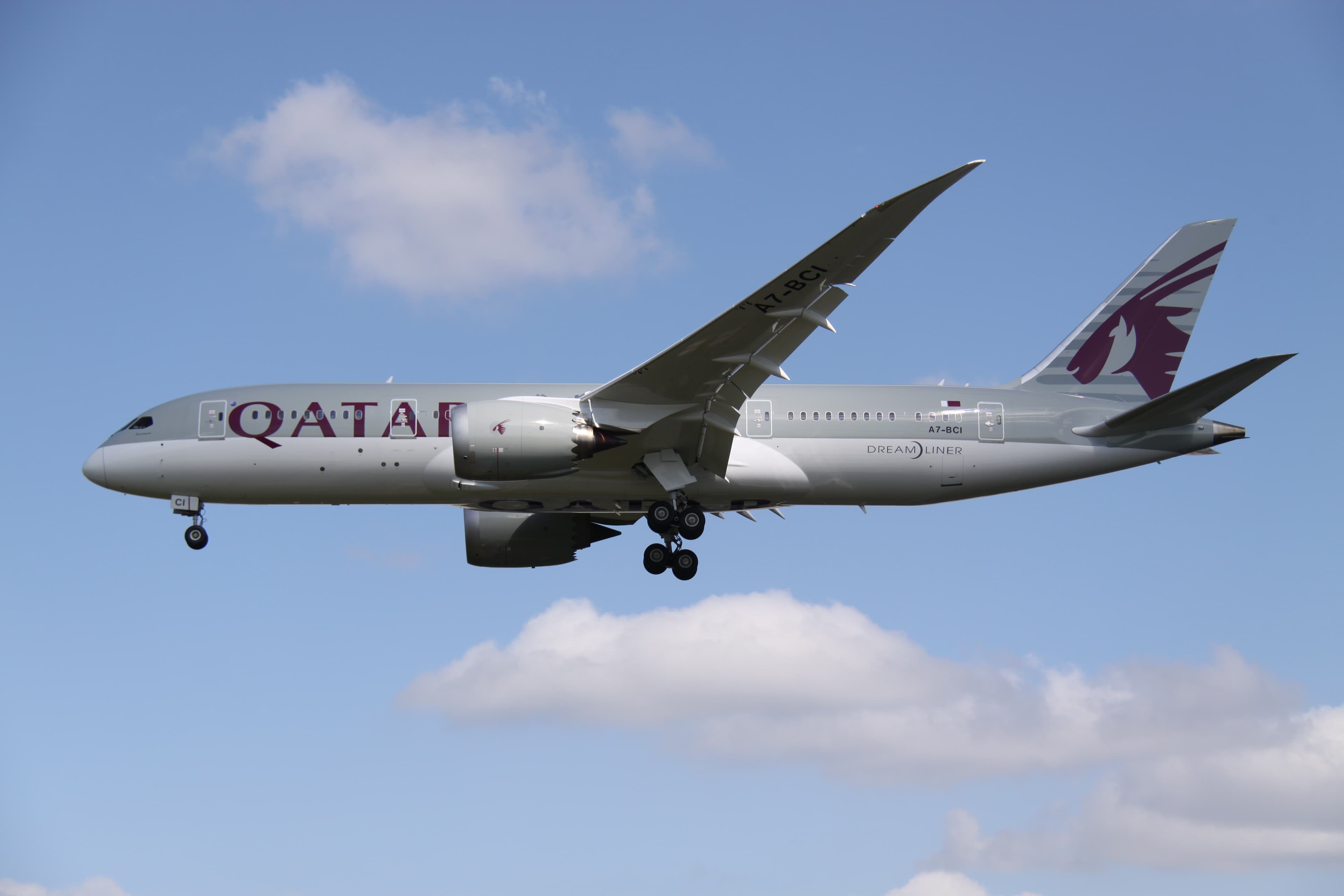 Qatar Airways vliegtuig in vlucht